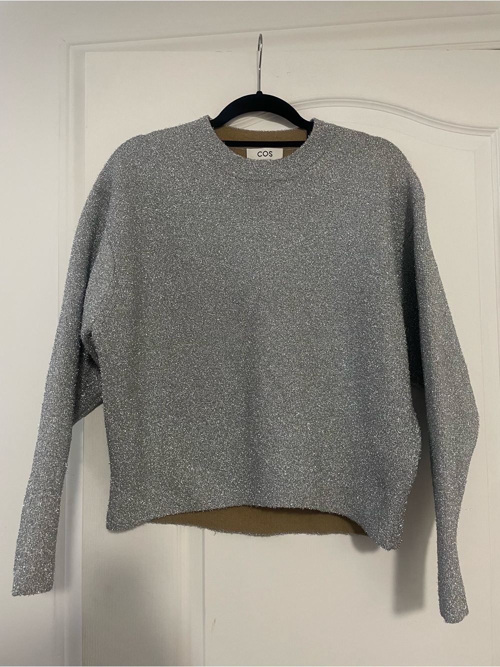 COS Metallic Silver Crewneck Sweater